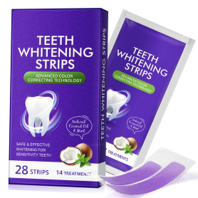 Bande Blanchiment Dentaire Violet,28 Bande 14 Ensembles Blanchisseur de Dents Sans Danger pour l'Émail, Formule Non Sensible