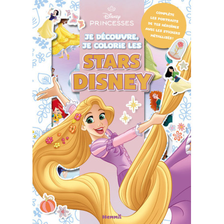 Disney Princesses - Je découvre, je colorie les stars Disney - Complète les portraits de tes héroïnes avec les stickers