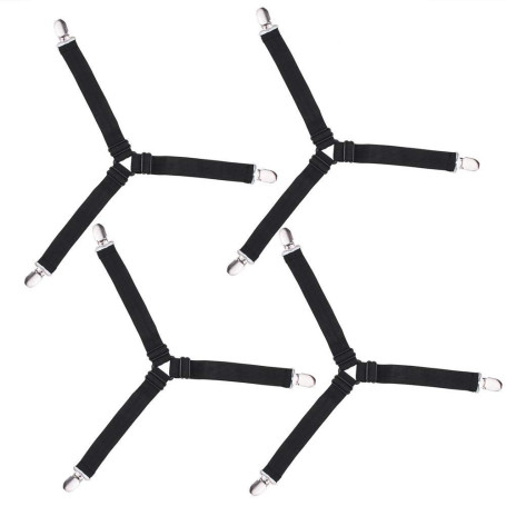 Bedecor -4Pcs (15cm à 55cm) Triangle Tendeur Drap Housse Lit Drap Réglable,Tendeurs de Maintien,Convient à Tous Lits et Matelas,
