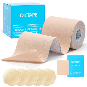 OK TAPE Bande de Levage de Poitrine pour Grands Seins A-G Coupe Ruban Invisible avec 5 Paires de Cache-Tétons Bande Vêtements po