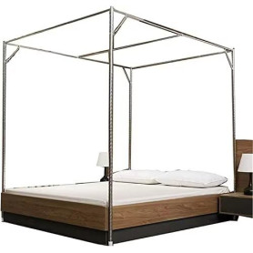 Cadre de lit à baldaquin en Acier Inoxydable, auvent en Acier Inoxydable avec moustiquaire, Cadre de lit pour lit Double/Full/Qu