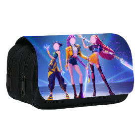 MLPKOI Demonn Trousses à Crayons, Portable Trousse Crayon Pencil Case, Trousse de Grande Capacité Sac à Crayons, avec 3 Comparti