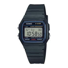 Casio Montre à Quartz Classique série F91W | Résistante à l'eau | Chronomètre 1/100 Seconde | Alarme Quotidienne | Signal horair