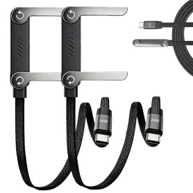 Synclum Lot de 2 Câbles USB-C 240W avec Support Invisible Intégré, Support Téléphone Pliable pour Smartphones, Tablettes et Appa