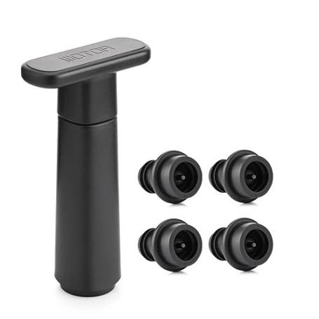 WOTOR Pompe à vide vin avec 4 bouchons, bouchon bouteille vin, réutilisable pour garder le vin frais, accessoires vin