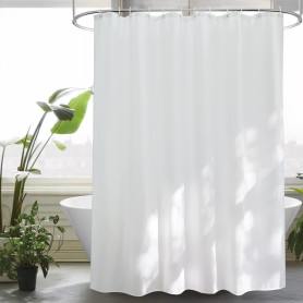 EurCross Rideau de douche extra long 220 cm de longueur - Blanc - Imperméable - Lavable - En textile - Anti-moisissure - Antibac