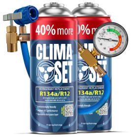 ClimaSet Remplacement du gaz refrigerant R134a 2x235 g pour Climatisation manometre clim, Climatiseur - flexible climatisation -