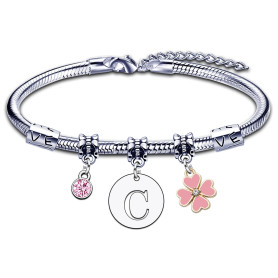 KJKJKJ Bracelet Lettre Initiale Prénom Pour Femme Argent Lettres A-Z Pendentif Bracelets Sœurs Amitié Collègue Fille Mamie Femme