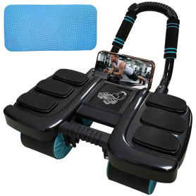 VZJYJZ Roue d'exercice pour abdominaux, comprend un tapis de genou, avec 6 coudières et 4 roues, peut rebondir automatiquement, 