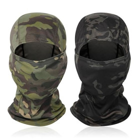 ROMOLY Cagoule Militaire Cagoule de Camouflage pour Homme et Femme, Pack de 2, Noir et Vert Camo, Taille Unique