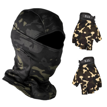1 Capuche Camouflage Chaude Et 1 Paire De S De Camouflage, Capuche De Sport Coupe-Vent, Capuche De Vélo, Capuche De Ski.