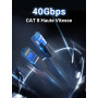 UGREEN Cat 8 Plat Câble Ethernet Réseau RJ45 Nylon Tressé 26AWG Super Débit 40Gbps 2000MHz Compatible avec PC PS5 PS4 Xbox TV Ro