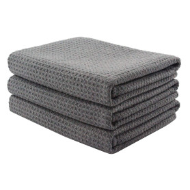 Aniease Lot de 3 chiffons de nettoyage en microfibre super absorbants à séchage rapide, Coton Polyester, gris, 40CMx60CM