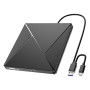 Lecteur CD/DVD Externe pour PC, USB 3.0 et USB-C Graveur DVD Externe Optique Portable CD/DVD -/+RW Drive, Mince DVD Player Trans