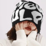 MUNSKT Bonnet Y2K MEA Culpa Bonnet Tricoté Graphique Chaud d'hiver Unisexe Adulte Noir