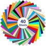 Wishesther 40 Feuilles de Vinyle Adhesif 40 Couleurs 30 x 30cm Papier Transfert Vynil Autocollant pour Cricut Silhouette Cameo P