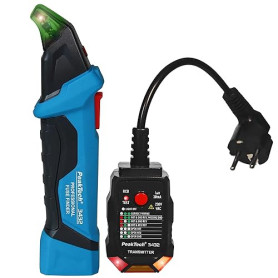 PeakTech 3432 Détecteur de fusibles/circuit électrique avec testeur de prise 230 V Schuko recherche sans contact NCV Testeur de