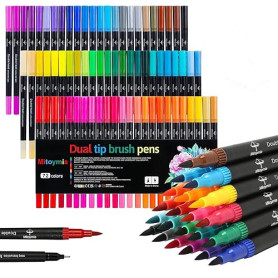 Mitoymia Feutres Coloriage Adulte 72 Couleurs Aquamarker Feutre Double Pointe Fine Feutres Pinceau Aquarelle Stylos pour Adulte