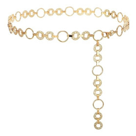 JASGOOD Ceinture Femme Dorée Chaine de Taille en Métal Ceinture Chaine Réglable Tendance pour Jeans Robe Jupe