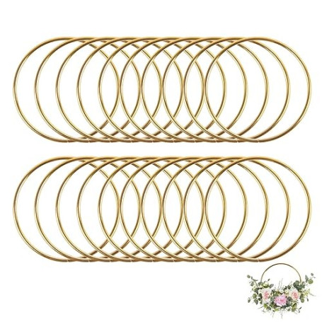 Flewdart 20pcs Anneaux Pour Dragées En Metal 5cm, Cercle Floral Hoop Metallique Doree, Cercle Anneaux De Couronne Pour Artisanat