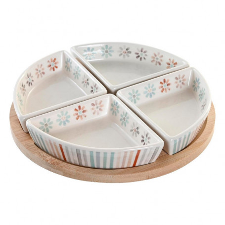 Plateau apéritif DKD Home Decor Multicouleur Bambou Grès 5 Pièces (21,5 x 21,5 x 35,99 €
