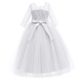 IWEMEK Enfants Fille Robe de Carnaval Princesse Longue en Dentelle avec Bowknot Demoiselle d'honneur Robe de Soirée Mariage Robe