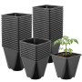 Garronda Pot de Fleur Carré Arrondi Plastique 14 × H 14 cm (2L) Lot 50 Godets Semis Pots de Pépinière Drainage Résistants Intemp