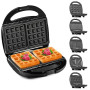 Lehmann Sandwichmaker 5 en 1 avec différentes formes | Gaufrier, grill contact, panini, sandwich, gâteaux sucrés | Comprend 5 en
