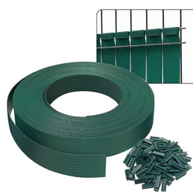 VOUNOT® Kit de lamelles Occultantes PVC 75m x 4.7cm 150 Clips Brise Vue de Qualité Bandes de Protection pour Panneau Grillagé Cl