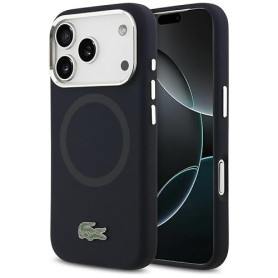 CG MOBILE Lacoste Coque pour iPhone 17 Pro [compatible avec MagSafe], coque en silicone avec logo en métal, anti-chocs, protecti