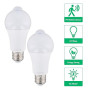 Focenat 2 Ampoules LED E27 9W Detecteur de Mouvement PIR, 220V, Lumière Blanche, Détection 120°, Allumage Automatique Nuit, Écon