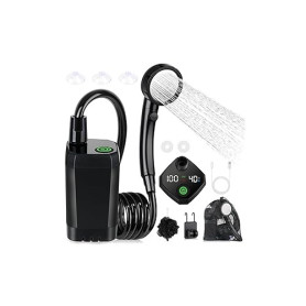Spopal Kit Douche de Camping, Douche Portable,Pompe de Douche Électrique Rechargeable,Imperméable, avec Afficheur Intelligent et
