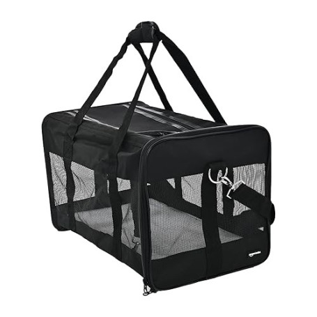 Amazon Basics Sac de transport à parois souples pour Chat, chien, Large, L 50 x W 30.4 x H 30.4 cm, Noir