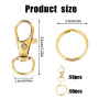 AUGSUN 100Pcs Attache Porte Clé (50 Mousqueton Porte-Clé, 50 Anneaux de Porte Clé) Porte Clef d'Or pour Bijoux, Loisirs Créatifs