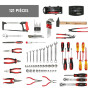 Caisse à outils complète pour le quotidien, 121 pièces, Pinces et coupe-tout, Scie, tournevis et Clés mixtes, Outillages à main,