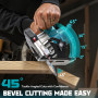 LIVOWALNY Scie Circulaire Sans Fil Compatible avec Makita Batterie 18V, Ø165 mm Lame 20 mm, Profondeur de Coupe 66 mm, Guide Las
