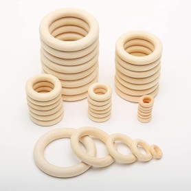 120x Anneaux en bois pour travaux manuels et macramé, anneaux en bois pour pendentifs, accessoires de fabrication de bijoux DIY