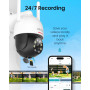 DEKCO 2K Camera Surveillance WiFi Extérieure, 360° PTZ Caméra Surveillance, Détection Mouvement, Vision Nocturne en Couleur, Ale