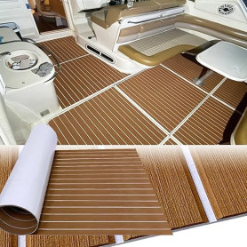 Hzkaicun Eva Mousse Bateau Tapis Marine Antidérapant Revêtement Sol 240x112/90/55/41cm Auto-Adhésif Synthétique Teck Pont pour Y