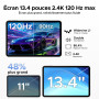 POPUX P13 Tablette, 13,4 Pouces 2.4K 120Hz Tablette Android 16 avec Gemini AI, 48Go RAM 128Go ROM, 12000mAh Battery, Widevine L1