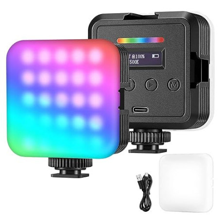 NEEWER Lumière Vidéo Magnétique RGB, Éclairage Appareil Photo LED RGB61 360° avec 3 Griffes, IRC 97+, 20 Scène, 2500K~8500K, Bat