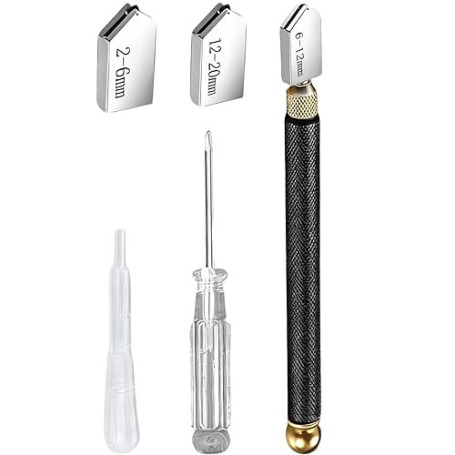 Coupe Verre Professionnel 2-20 mm, Diamant Coupe Verre avec Pointe en Carbure, Coupe Verre Diamant à Main avec Alimentation Auto