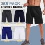 DDOBB Lot de 3 shorts de sport courts pour homme, avec poches, pantalon de course pour homme, avec cordon de serrage, pantalon d