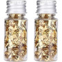 Lwuey 2 Bouteilles Feuille d'or Comestible - Feuilles Papier Or Décorative pour Décoration de Dessert Gâteau Chocolat Cuisson pe