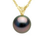 Pearls & Colors - Collier Perle de Culture de Tahiti Ronde - Qualité A + - Or 750 Millièmes (18 cts) - Chaîne Offerte - Bijou Fe