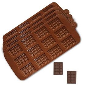 Neoreser 4 Pcs Moule Silicone Chocolat, 12 Cavités Antiadhésifs Moules à Chocolat, Mini Moule Tablette Chocolat, pour Pieces en