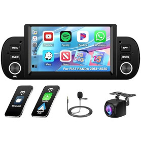 Hikity 2G+64G Autoradio pour Fiat Panda 2013-2020 sans Fil Carplay Android Auto, 6.2 Pouces Écran Tactile Android 15 Radio avec