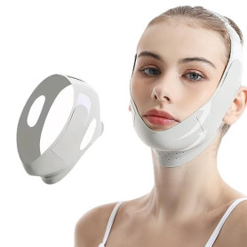 Masque Visage V-Line Refroidissant,Version Améliorée Ice-Cool,Masque Anti Double Menton Réutilisable,Bande Lifting Visage en Tis