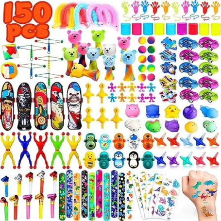 NATISSTEKE 150 Pièces Petit Cadeau Anniversaire Enfants Invites, Pinata Remplissage, Assortiment de Jouets Party Cadeau Pour Fil
