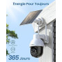 aosu 3K Caméra Surveillance WiFi Exterieure sans Fil, 5MP Camera Exterieur Solaire, 360° PTZ Suivi Automatique Détection IA Pers